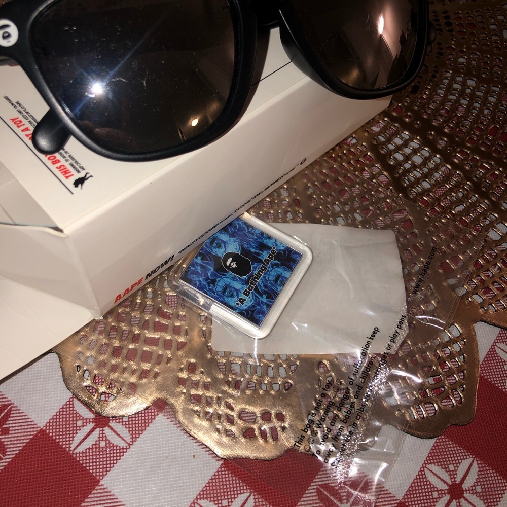 Bape sunglasses/ blue key chain